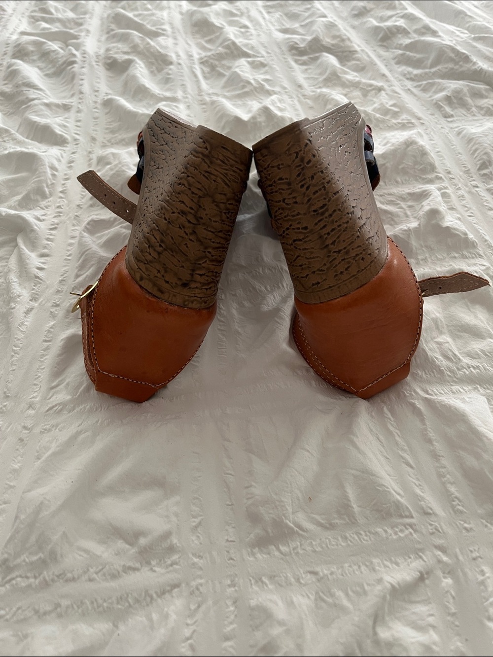 Brown Floral Cutout Wedge Sandals with Ankle Strap - Picture 3 of 4
